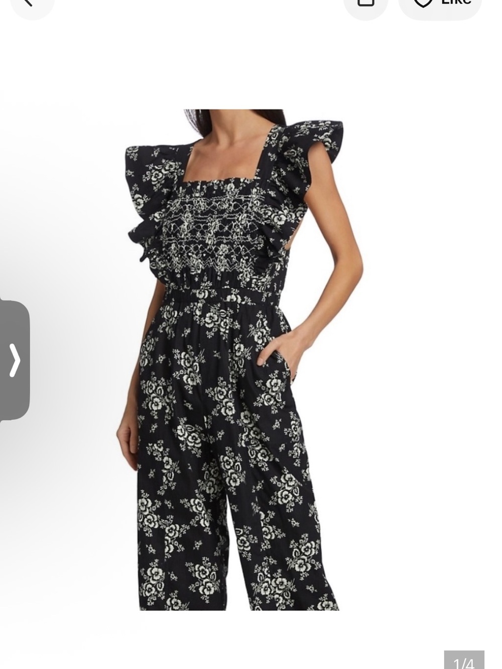 Sea New York Black & White Floral Smocked Jumpsuit